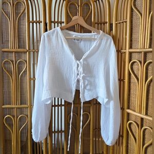 Boheme Goods White Cotton Gauze Tie Top (size 2)